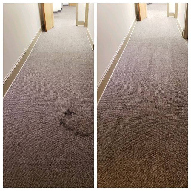 Commercial carpet before and after deep clean